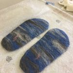 Warm cost felted slippers being made