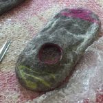 Working on a wet felted slipper